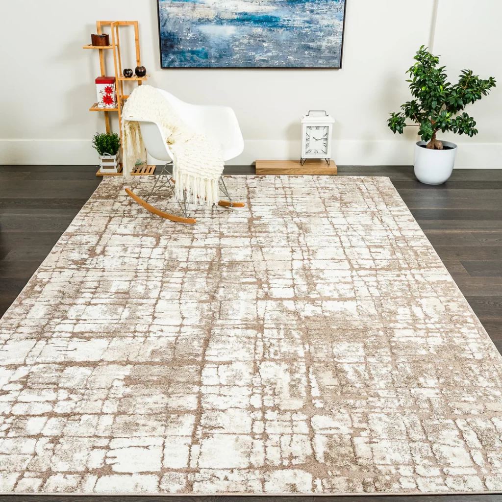 Beige Cream Modern Rustic Abstract Rug