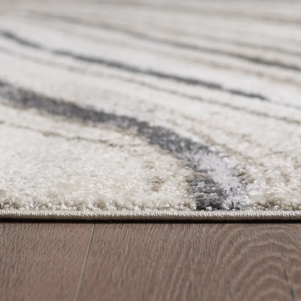 Beige Grey Swirl Marble Abstract Rug